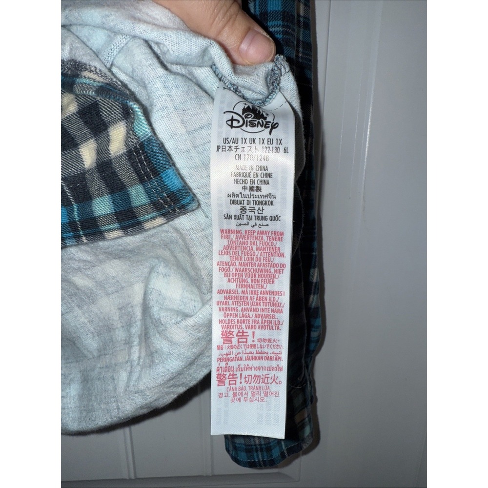 Disney Haunted Mansion Tie Front Long Sleeve Plaid Shirt 1X Womens 100% Cotton - Picture 5 of 7